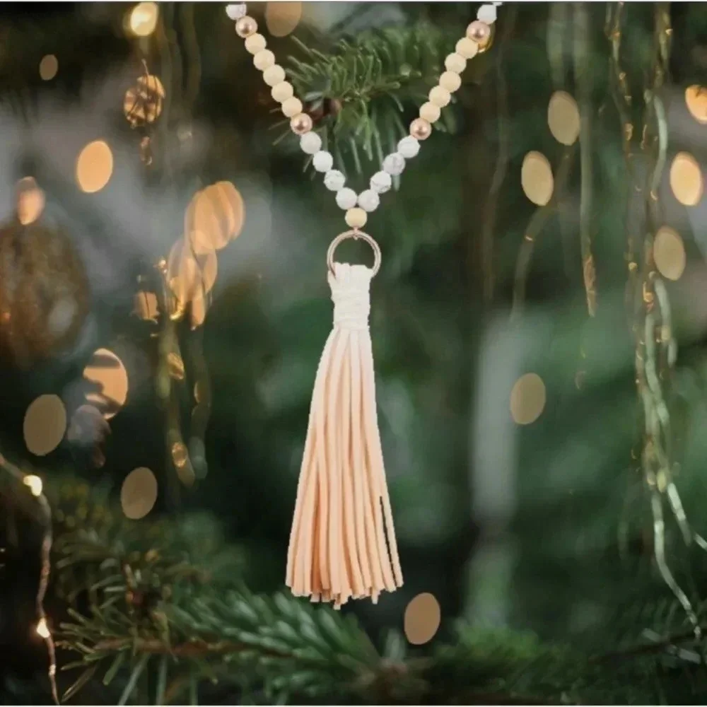 1 LEFT! Beaded Faux Leather Women's Fall Winter Tassel Necklace